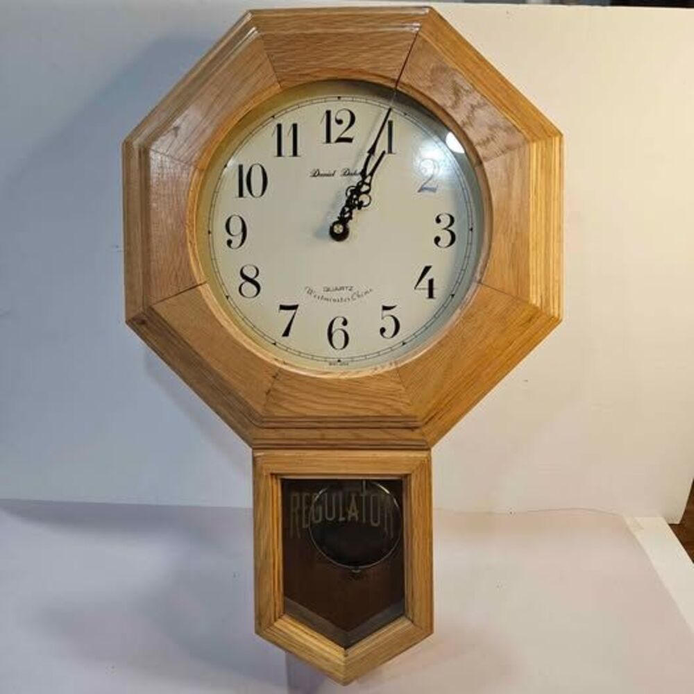 Daniel Dakota Quartz Regulator Wall Clock - Westminster Chime Oak